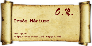 Orsós Máriusz névjegykártya